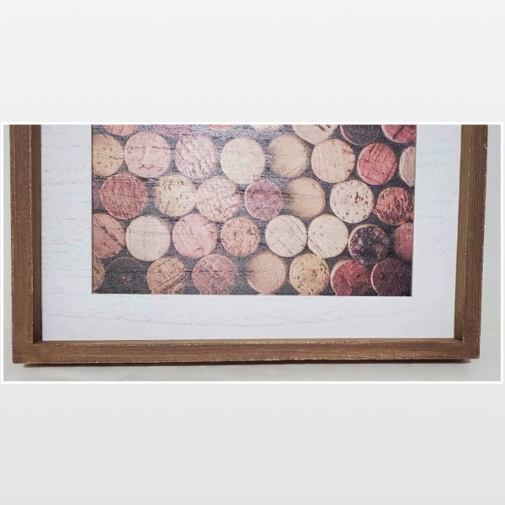 New Room & Retreat Wall Art Wine Corks Wood Framed Brown Picture Box Sign Décor - Picture 3 of 14